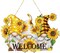 Sunflower Welcome Wood Door Hanger Wooden Gnome Sign Farmhouse Wall Porch Art Summer Fall Front Door Wreath Hanging for Bedroom Living Room Indoor Outdoor Kitchen Home Decor